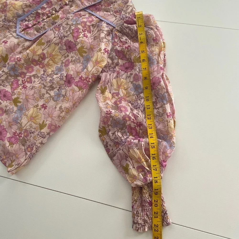 Aureum Designer's Floral Henley Puff Sleeve Blouse (NWOT) Size Small - Picture 15 of 15